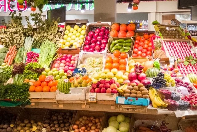 Farmers market produce and squash